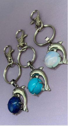 Dolphin Crystal & Gemstone Key Ring