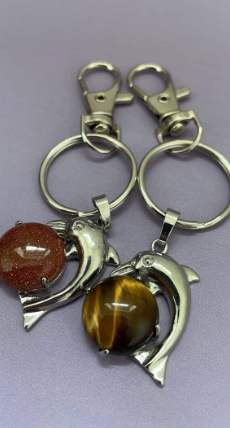 Dolphin Crystal & Gemstone Key Ring